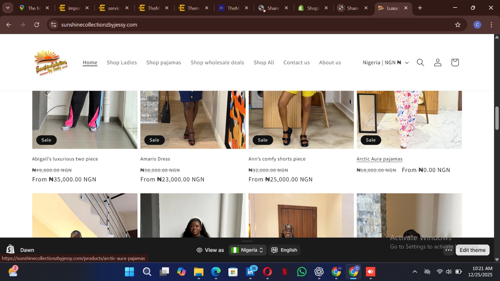 Sunshine Collectionz website screenshot