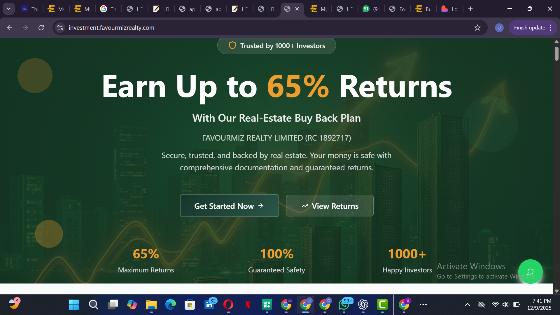 Favourmiz Realty investment landing preview